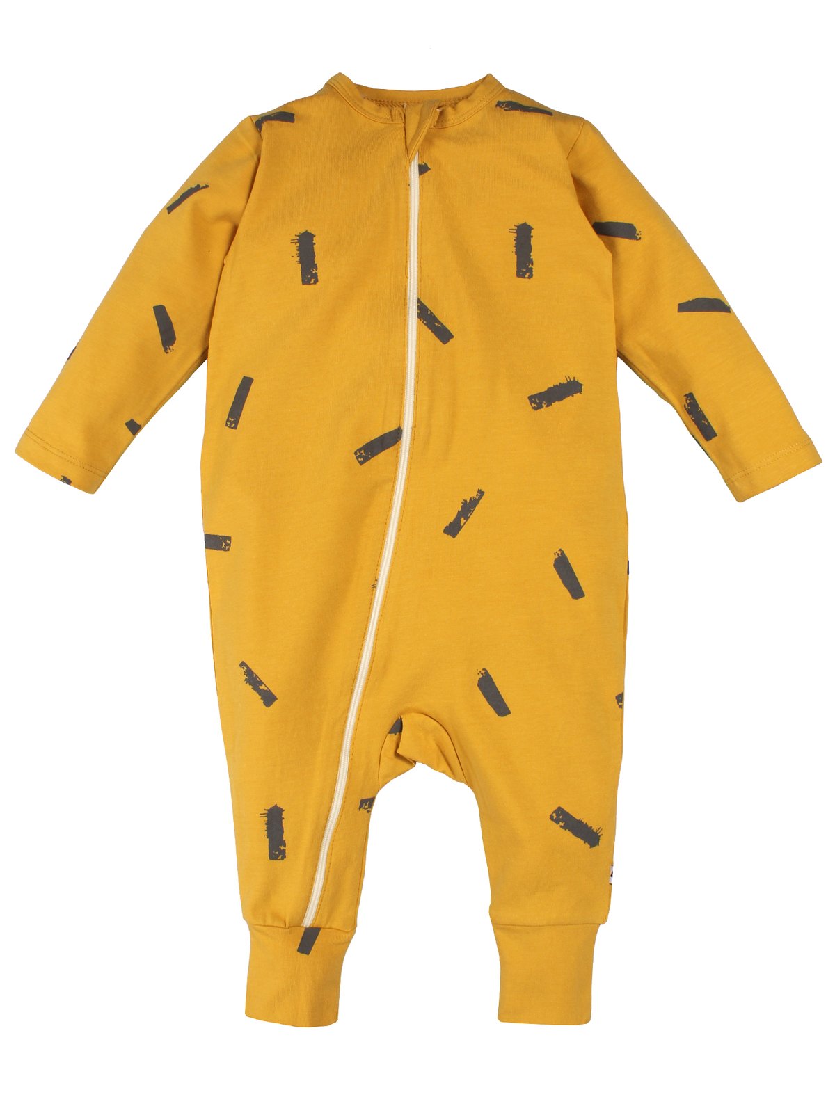 Organic Cotton Long Sleeve Mustard Color Romper For Unisex Baby